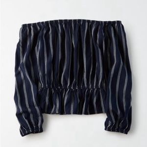 AE Striped Off the Shoulder Blouse